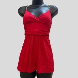 Body Central Red Top/Blouse with chain streps detail.